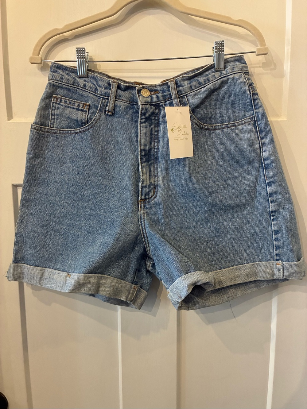 Guess Light Blue Rolled Hem Denim Shorts